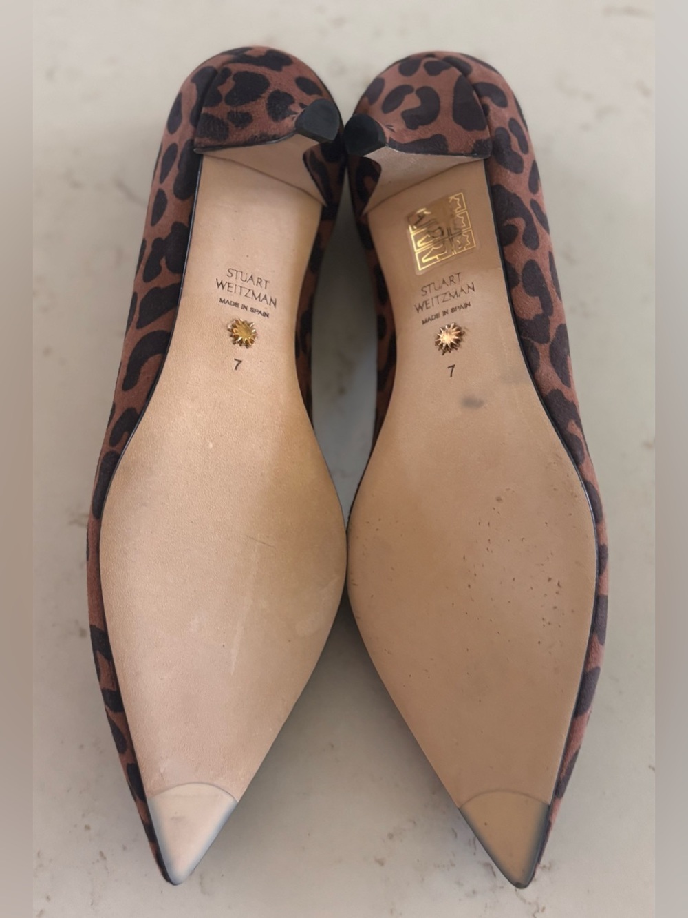 Stuart Weitzman Brown Leopard Print Suede Pumps – Size 7 – NWOB - Picture 3 of 5
